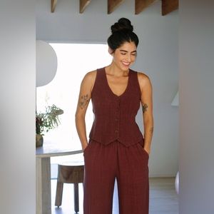 Rachel Pally Louie Linen Vest - Redwood